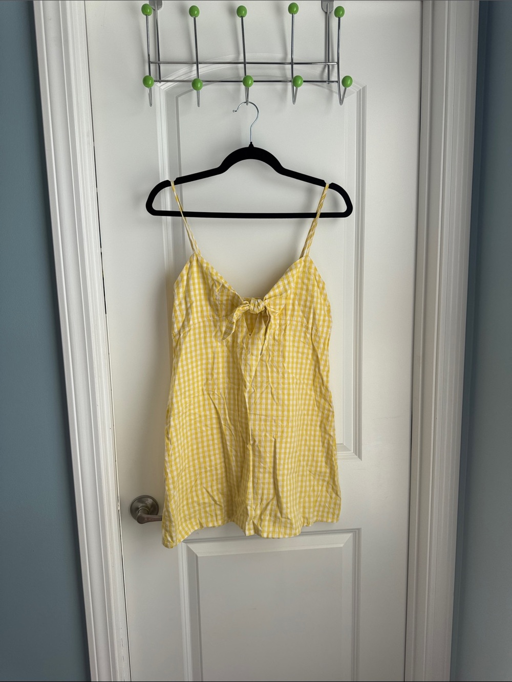 Yellow Gingham Tie-Front Dress